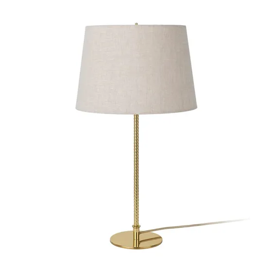 Gubi Lámpara de mesa 9205, latón y pantalla de lona, 58 cm