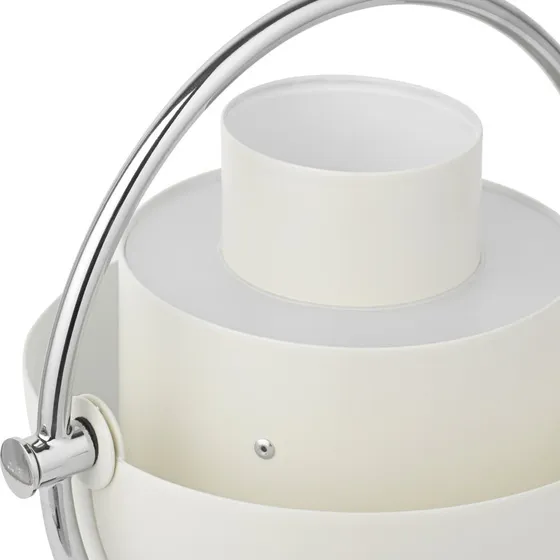 Gubi Lámpara de mesa recargable Multi-Lite, cromada/blanca, 30 cm
