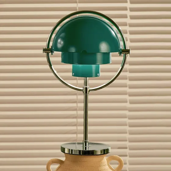 Gubi Lámpara de mesa recargable Multi-Lite Cromada/Azul Verdoso