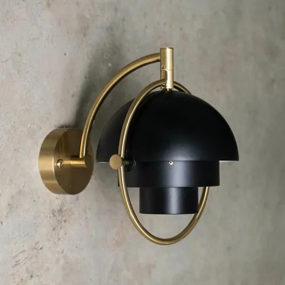 Gubi Multi-Lite Aplique de Pared Negro y Latón G9