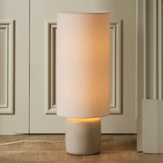 Globen Lighting Lámpara de pie Florian, blanco/beige, 80 cm