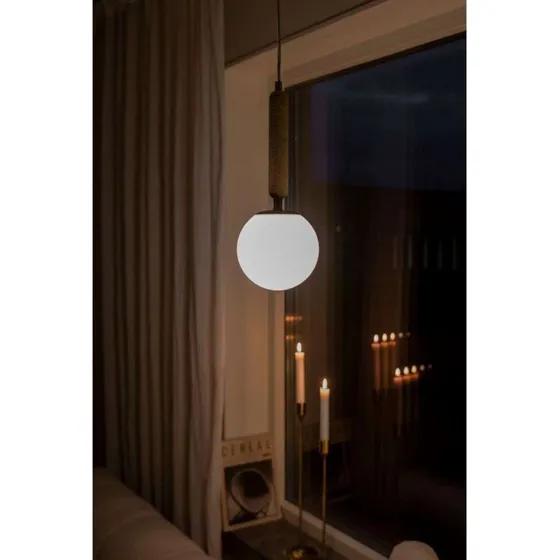 Globen Lighting Lámpara Colgante Torrano 15 cm, Travertino y Vidrio