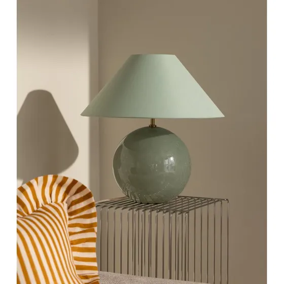 Globen Lighting Lámpara de mesa Iris 45 Verde con Pantalla de Algodón