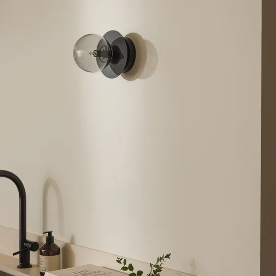 Globen Lighting Aplique de Pared Art Deco Negro y Gris Ø 16 cm