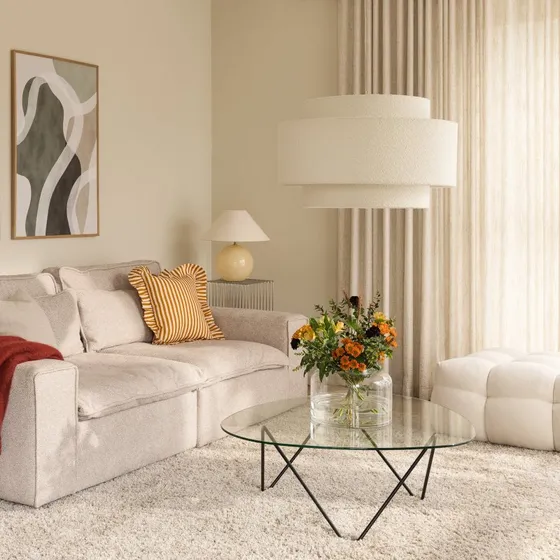 Globen Lighting Lámpara Colgante Noah Bouclé Blanca Ø 70 cm