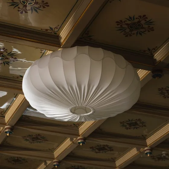 Globen Lighting Lámpara de Techo BLADVERK Blanca Textil Ø 70 cm
