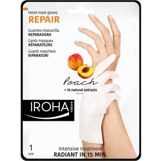 Iroha Mascarilla Regeneradora para Manos y Uñas con Melocotón, 2 x 9 ml