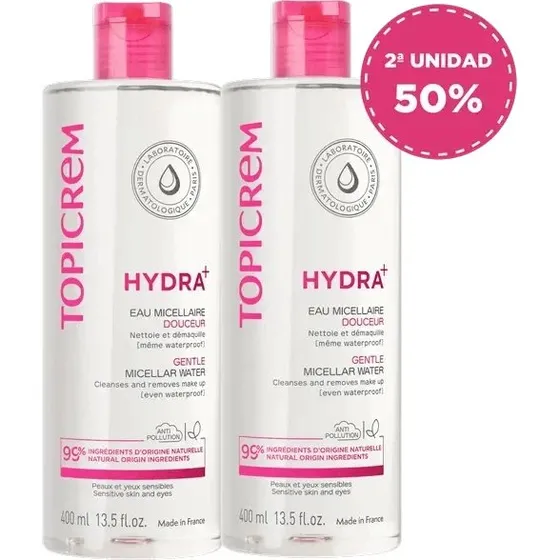 Topicrem Pack Hydra+ Agua Micelar Suave 2x400 ml