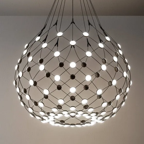 Luceplan Lámpara colgante LED Mesh Ø 80 cm - Negro