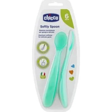 Chicco Duplo Cuchara de Silicona Azul - Pack de 2 unidades