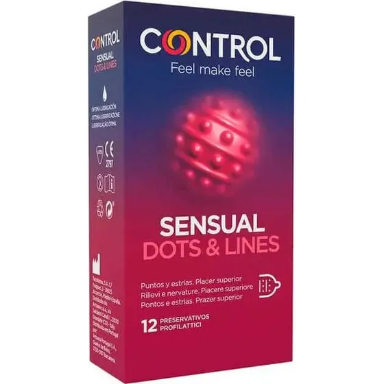 Control Preservativos Sensual Dots & Line, 12 unidades