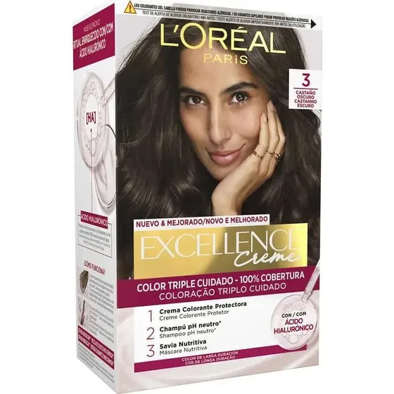 L'Oréal Paris Excellence Creme Tinte Permanente Tono 3 Castaño Oscuro