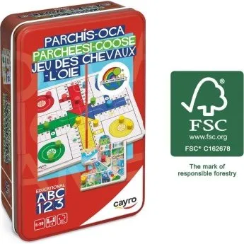 Cayro Games Parchis y Oca en Caja Metálica de Viaje