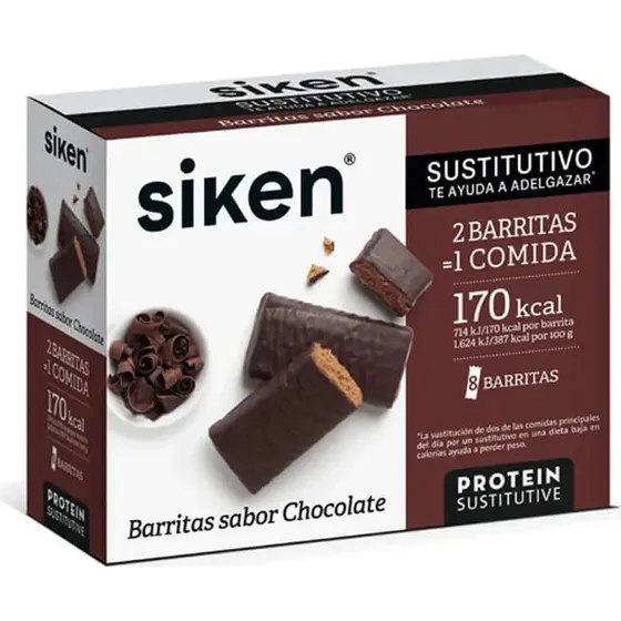 Siken Barritas de Chocolate Sustitutivo de Comida - 8 Unidades