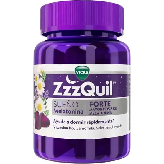 Vicks ZzzQuil Forte Melatonina 1.9mg 30 Gummies Sabor Frutos del Bosque
