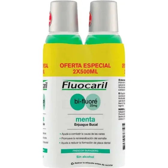 Fluocaril Colutorio Bi-Fluore Duplo 2 x 500ml + Pasta de Dientes