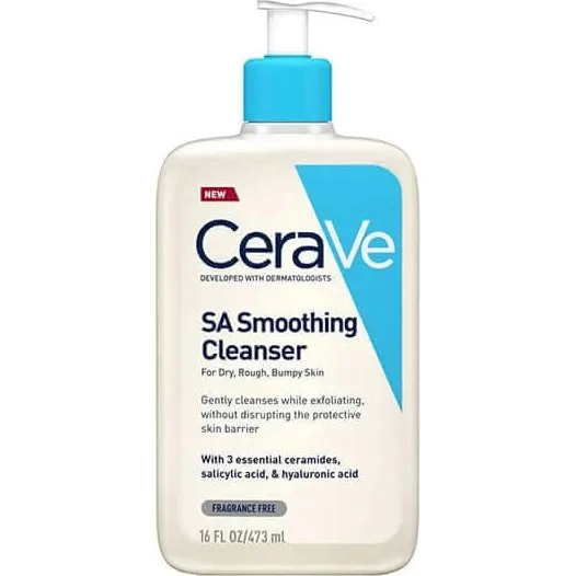CeraVe SA Smoothing Cleanser Gel Limpiador para Piel Seca y Áspera, 473ml