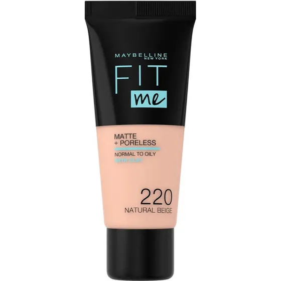 Maybelline New York Fit Me Matte & Poreless Base de Maquillaje 220 Natural Beige, 30 ml
