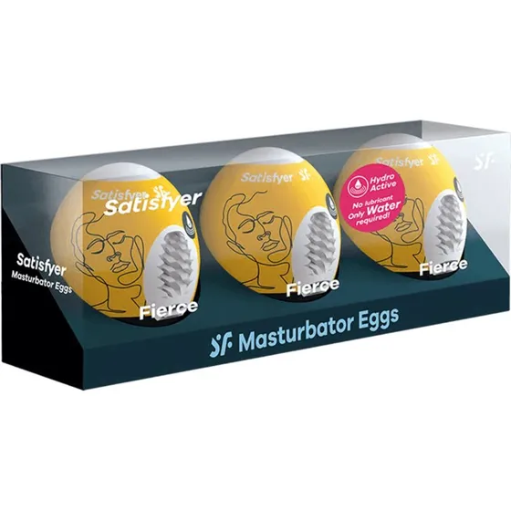 Satisfyer Masturbador Huevo Feroz Set, Estimulador para Hombres, 3 unidades