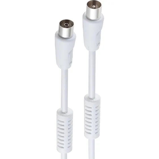 Marca Cable Antena TV 80 Ohm 2.5m Blanco con Ferrita
