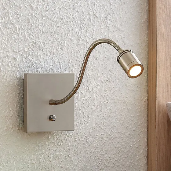 Aplique de pared LED Lindby Legera, Níquel, Brazo Flexible