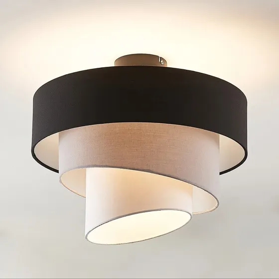 Lindby Lámpara de Techo Coria, Negro/Gris/Blanco, Ø 40 cm, E27