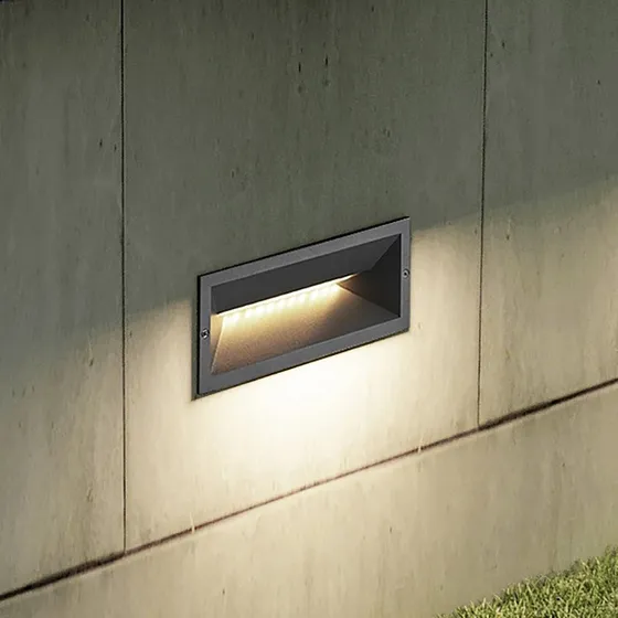 Lucande Jaano Lámpara de Pared LED Empotrada Antracita IP65