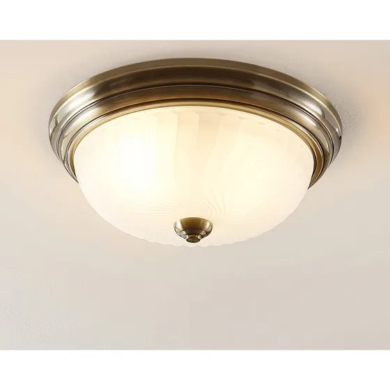 Lámpara de Techo Lindby Pakka Opal/Antique Brass - Cristal Esmerilado