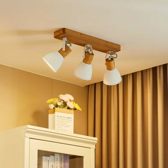 Lámpara de Techo Merela de Lindby - Madera y Blanco - 3 Luces