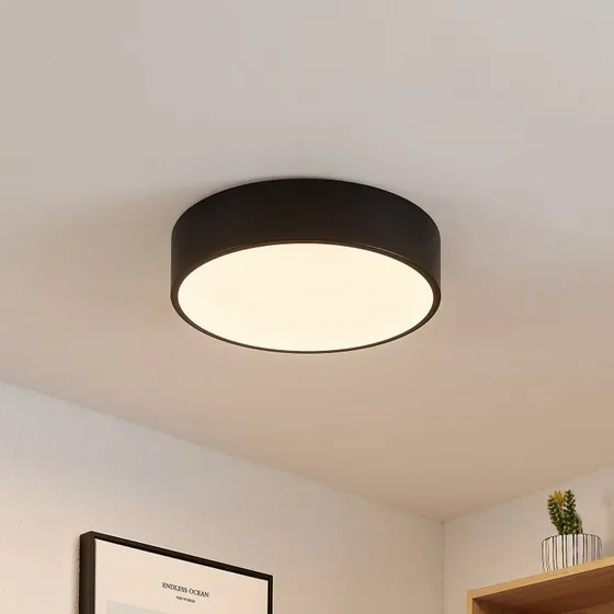 Lindby Plafón LED Simera, Ø 30 cm, Negro/Blanco