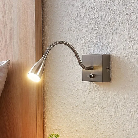 Lindby Jolka Aplique de Lectura LED con Brazo Flexible, Níquel