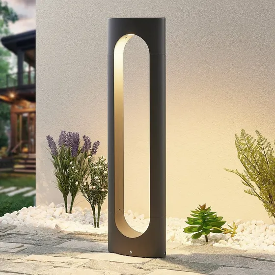 Lucande Fenti Lámpara de Jardín LED Bolardo Gris Oscuro 65 cm