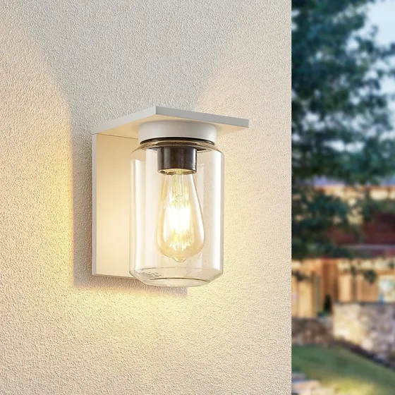 Lucande Semka Aplique de Pared Exterior Blanco de Aluminio y Cristal