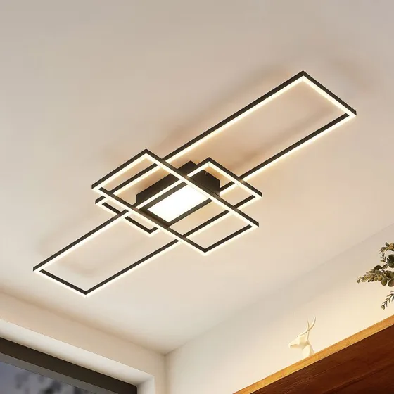 Lindby Caitlin Plafón LED Antracita 105cm