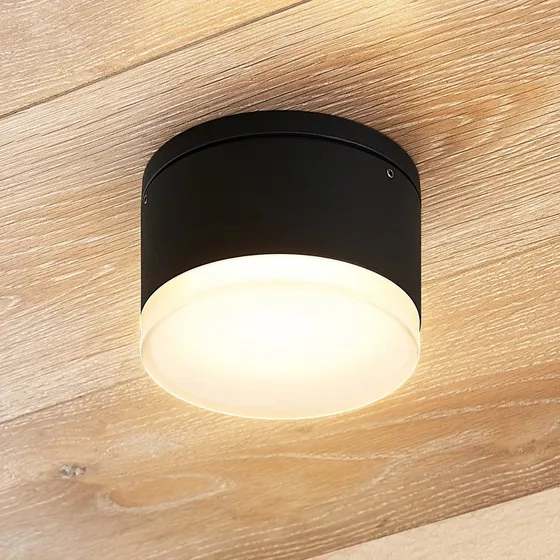 Lindby Mathea Plafón LED Exterior Redondo - Gris Oscuro