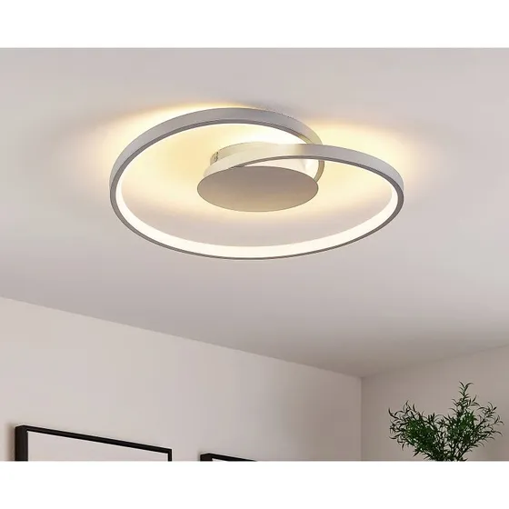 Enesa S Lámpara de Techo LED Lucande Silver - Diseño Circular Moderno