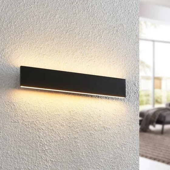 Aplique de pared LED Lindby Ignazia, 47cm, Negro, Diseño Angular