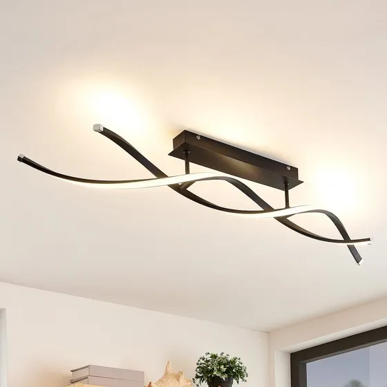 Lindby Welina Plafón LED con Atenuación y Acabado Negro Mate