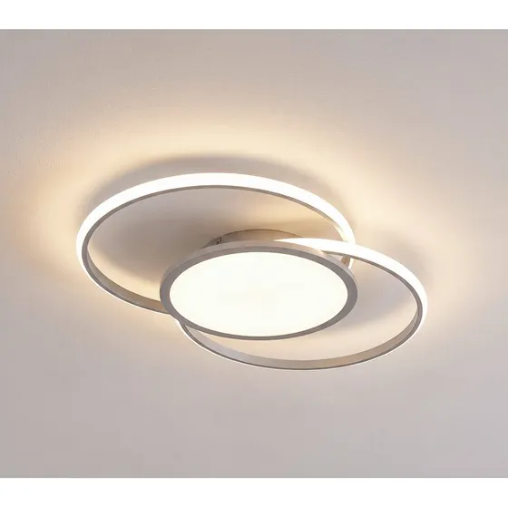 Lucande Lámpara de Techo LED Senne Plata - Diseño Moderno Circular