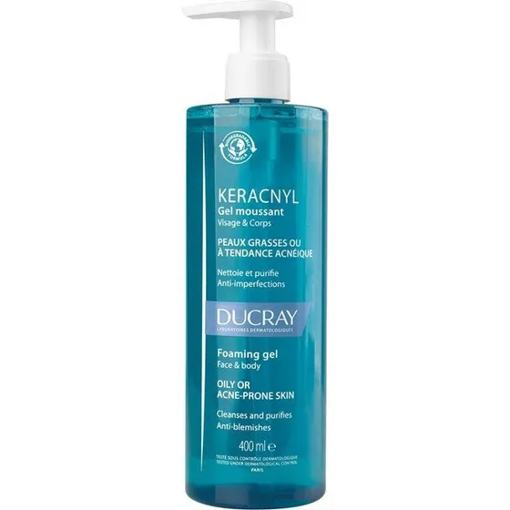Ducray Keracnyl Gel Limpiador Facial y Corporal para Piel Acneica 400ml