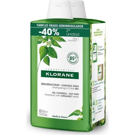 Klorane Champú Ortiga 400ml + 400ml Duplo Promoción