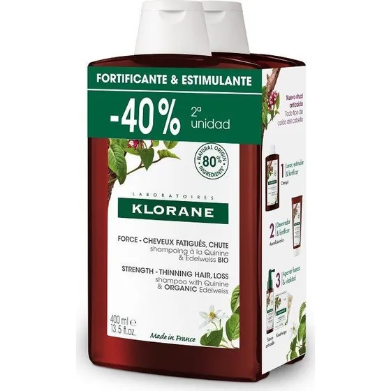 Klorane Champú Duplo Quinina 2x400ml Fortificante