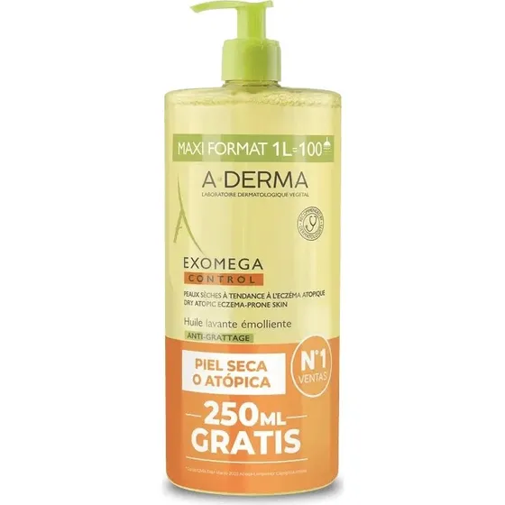 A-Derma Exomega Control Aceite Limpiador Emoliente 1 L