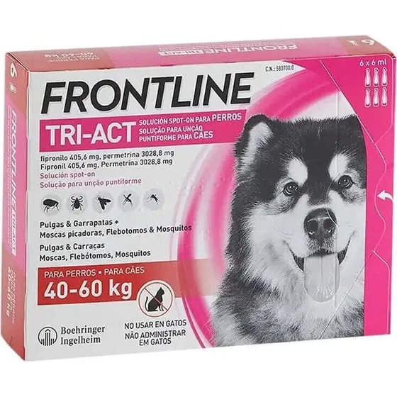 Frontline Tri-Act Pipetas para Perros (40-60 kg) - Caja de 6 Unidades