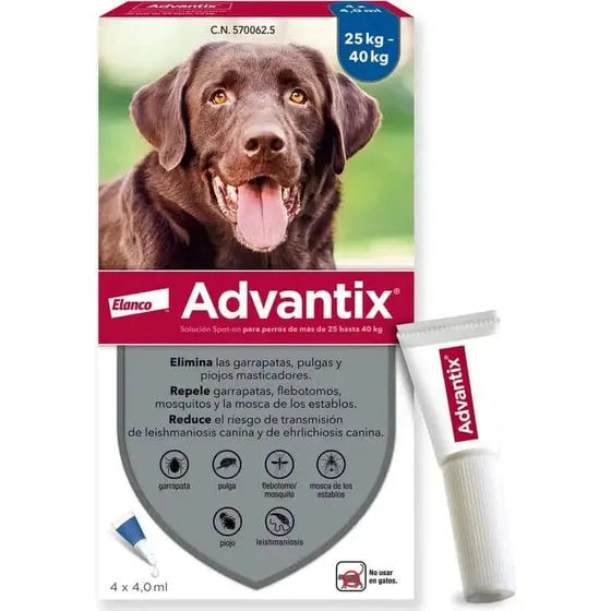 Advantix Pipeta Antiparasitaria para Perros (+25 kg) - 4 Unidades
