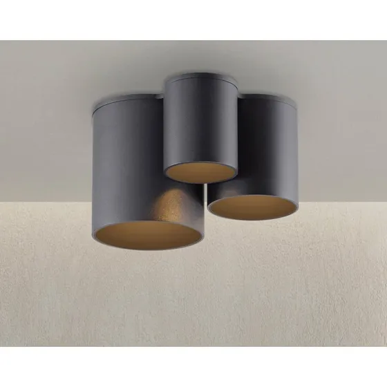 Lámpara de techo LED PURE Point negra, 18 cm, 3 luces, IP44
