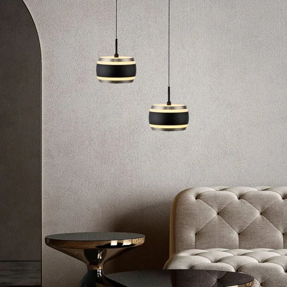 Lámpara colgante LED PURE Falling Rings, negra, Ø 13 cm, CCT