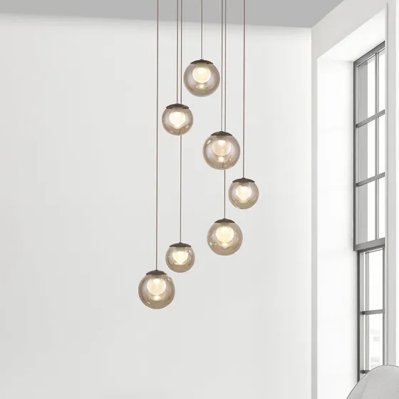 Lámpara colgante LED PURE Popup Bronce/Ámbar, 7 luces, Ø 40 cm