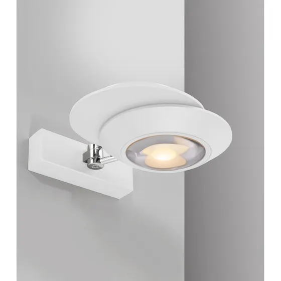 Aplique de pared LED PURE Oculis, blanco, 30 cm, hierro y cristal