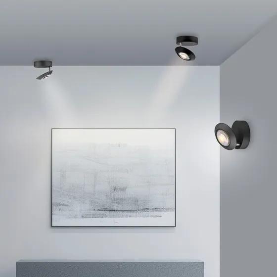 Lámpara LED de techo Oculis PURE, negra, Ø 15 cm, hierro y vidrio
